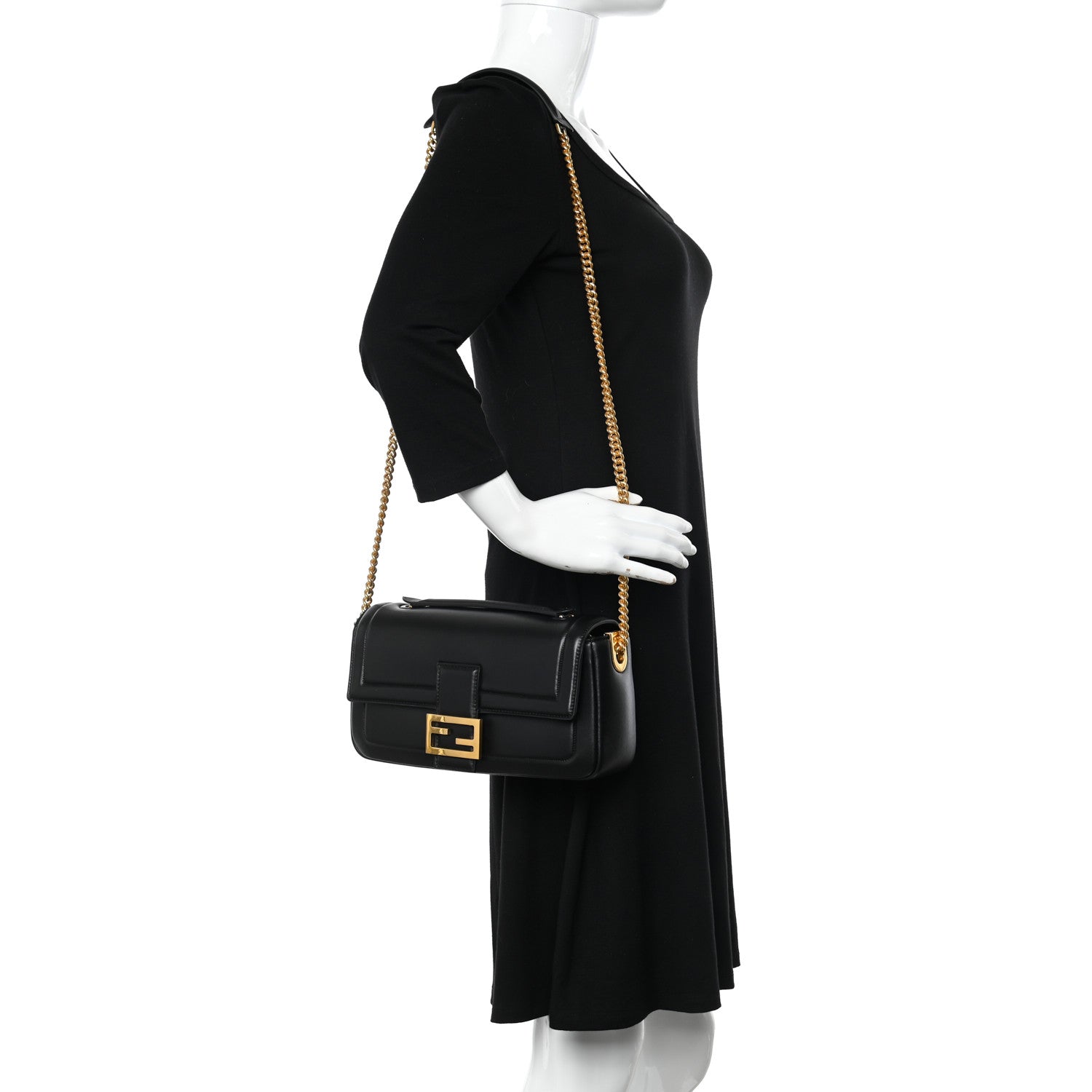 Fendi Nappa Apolo Chain Baguette Black 2 of 10