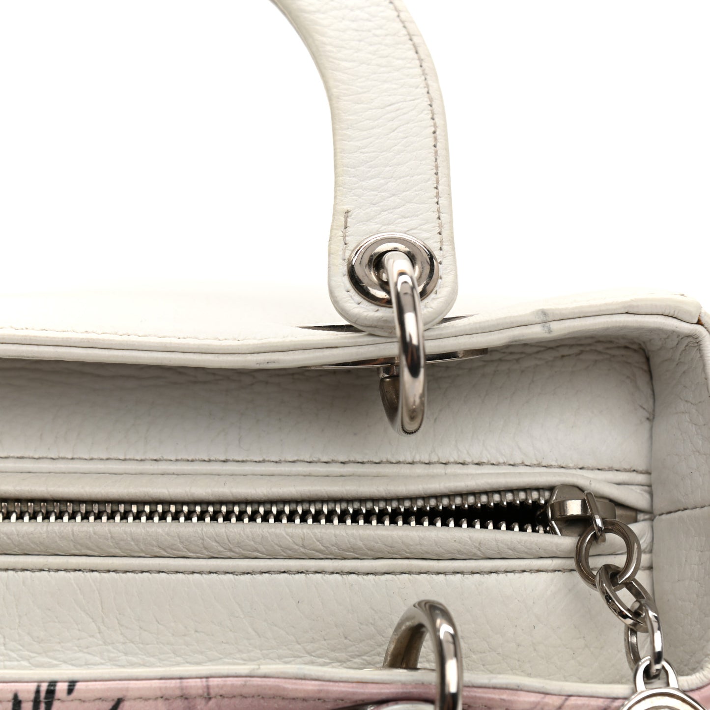 Deerskin Floral Printed Medium Lady Dior White