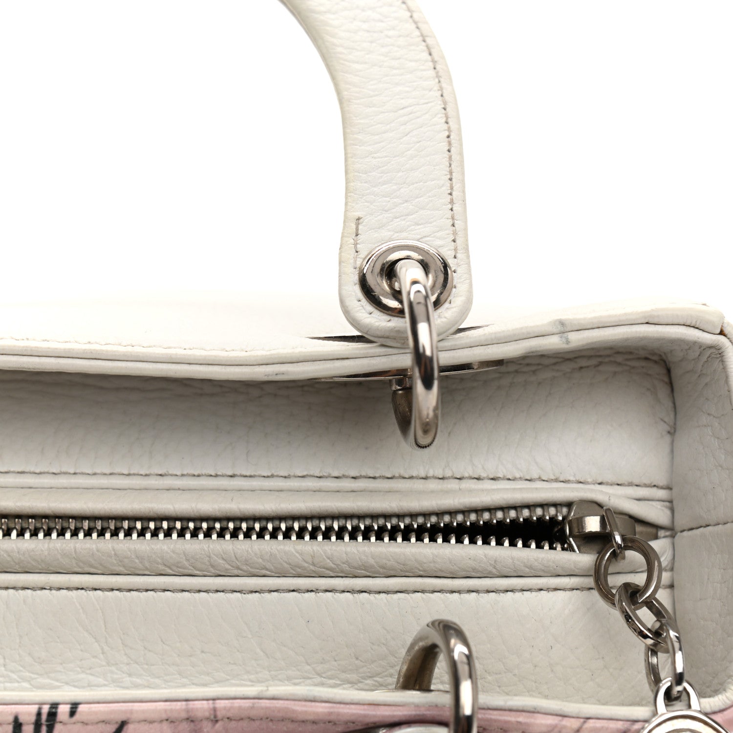 Christian Dior Deerskin Floral Printed Medium Lady Dior White 12 of 14