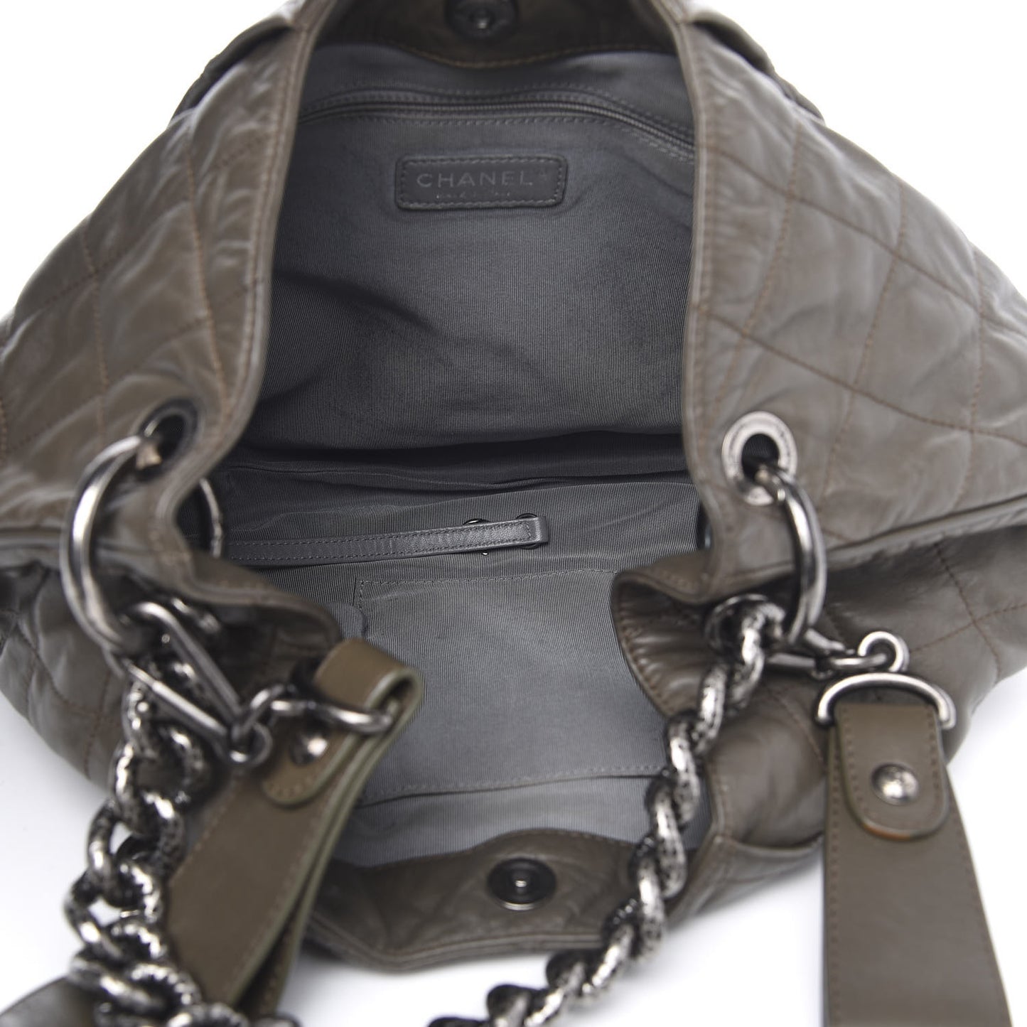 Calfskin Coco Pleats Hobo Khaki