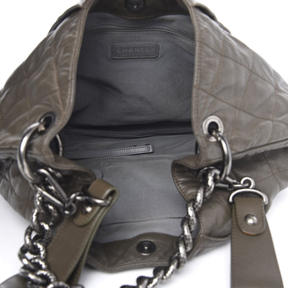 Chanel Calfskin Coco Pleats Hobo Khaki 5 of 11