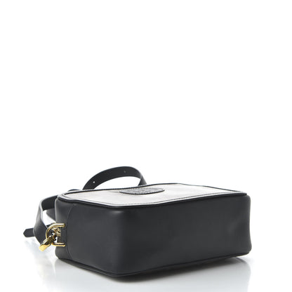 Fendi Glazed Fabric Vitello Century FF 1974 Stamp Patch Mini Camera Case Mogano Panna Black 4 of 10