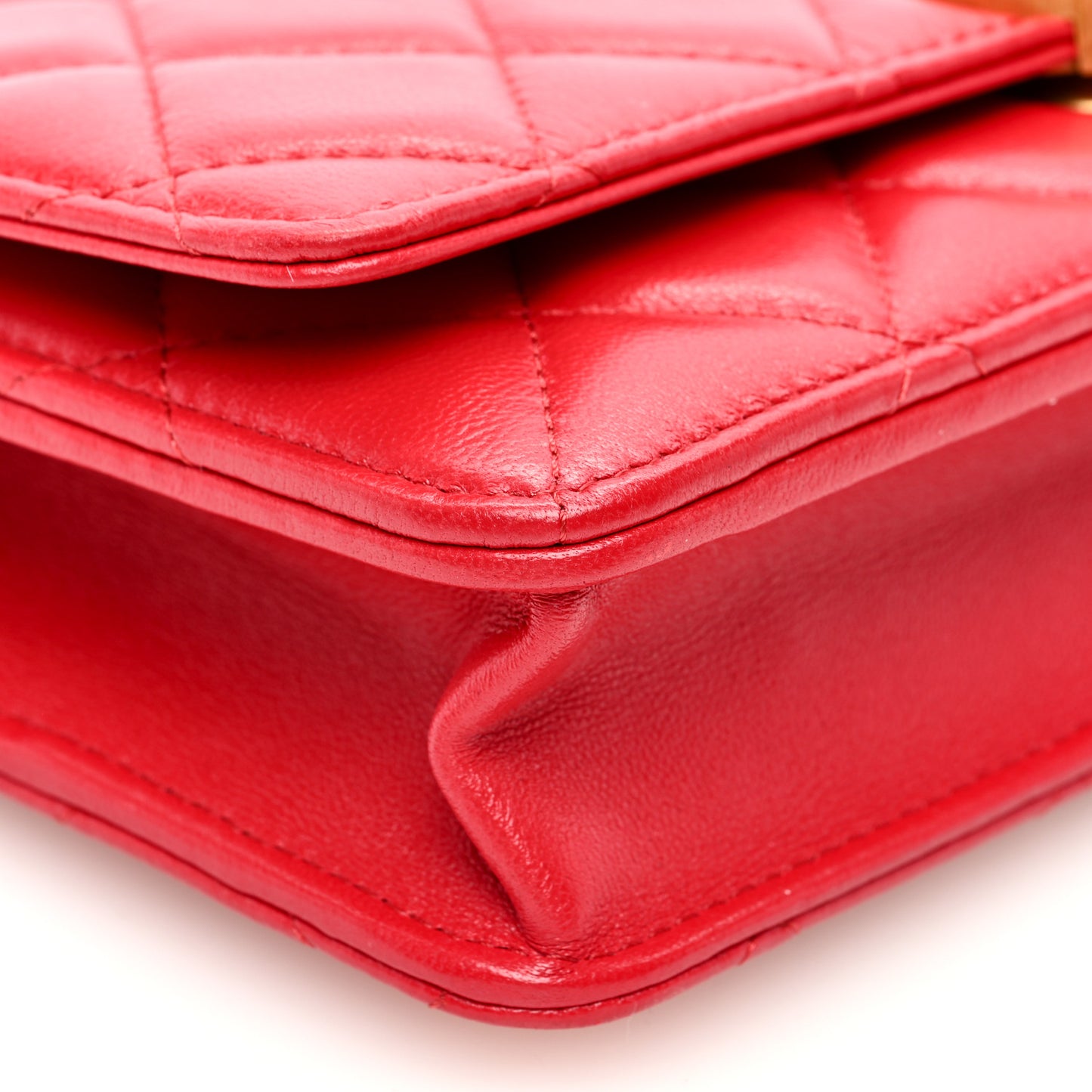 Lambskin Plexiglass Quilted Coco Love Wallet On Chain WOC Red