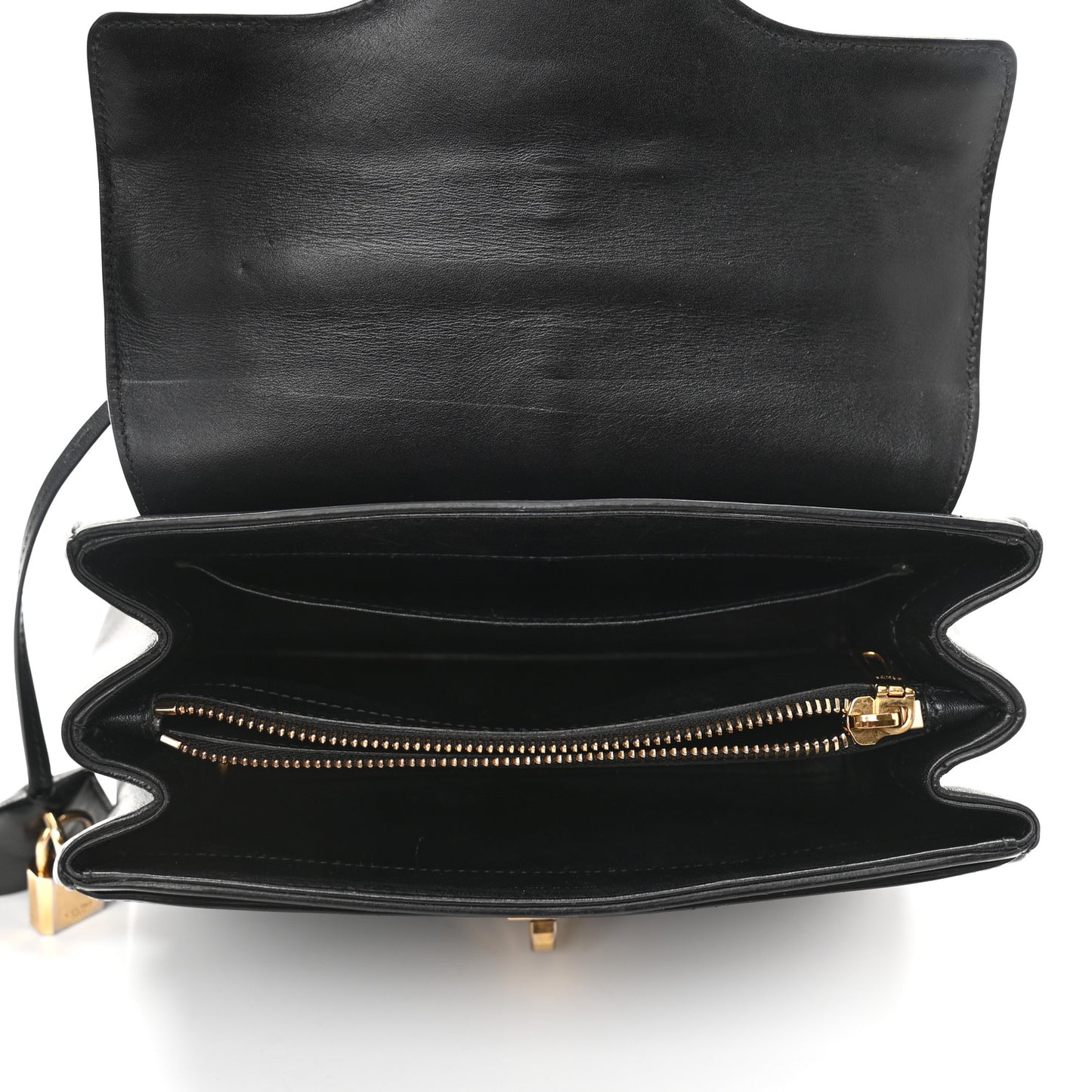 Satinated Calfskin Small 16 Top Handle Bag Black