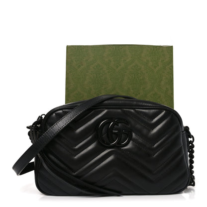 Gucci Calfskin Matelasse Monochrome Small GG Marmont Chain Shoulder Bag Black 11 of 11