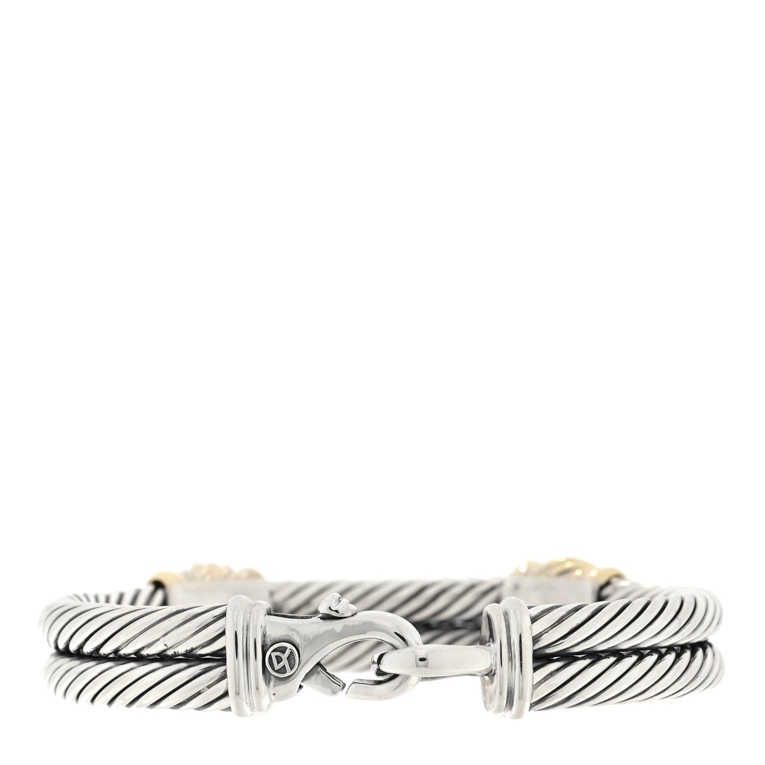 David Yurman Sterling Silver 14K Yellow Gold Citrine Double Station Cable Bracelet 2 of 3