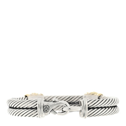 David Yurman Sterling Silver 14K Yellow Gold Citrine Double Station Cable Bracelet 2 of 3
