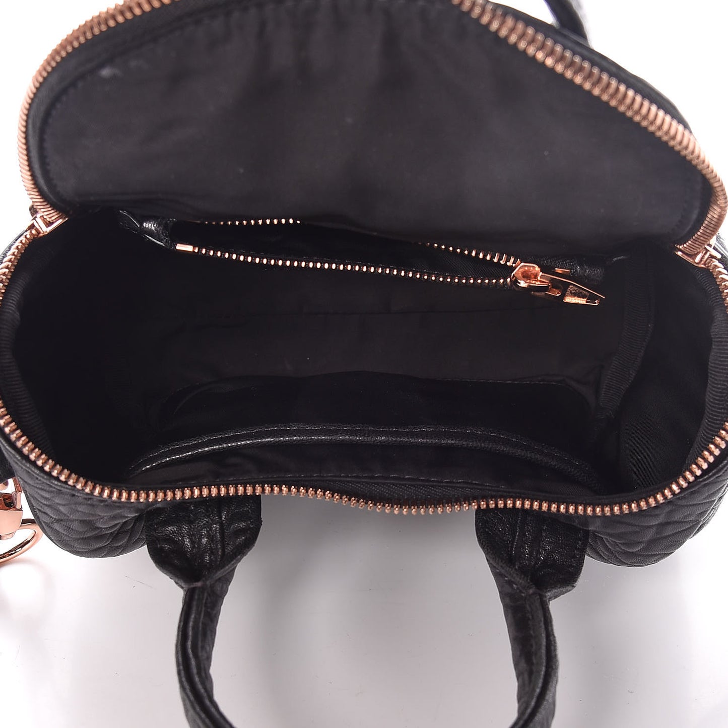 Pebbled Lambskin Mini Rockie Black Rose Gold Hardware