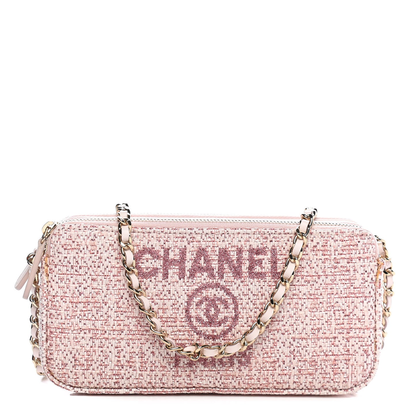 Canvas Small Deauville Clutch With Chain Pink