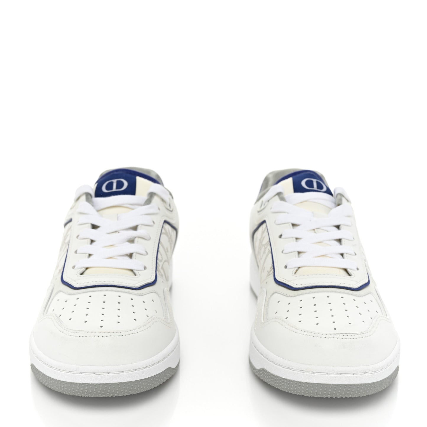 Smooth Calfskin Oblique Galaxy Perforated Mens B27 Low Top Sneakers 40 White Blue