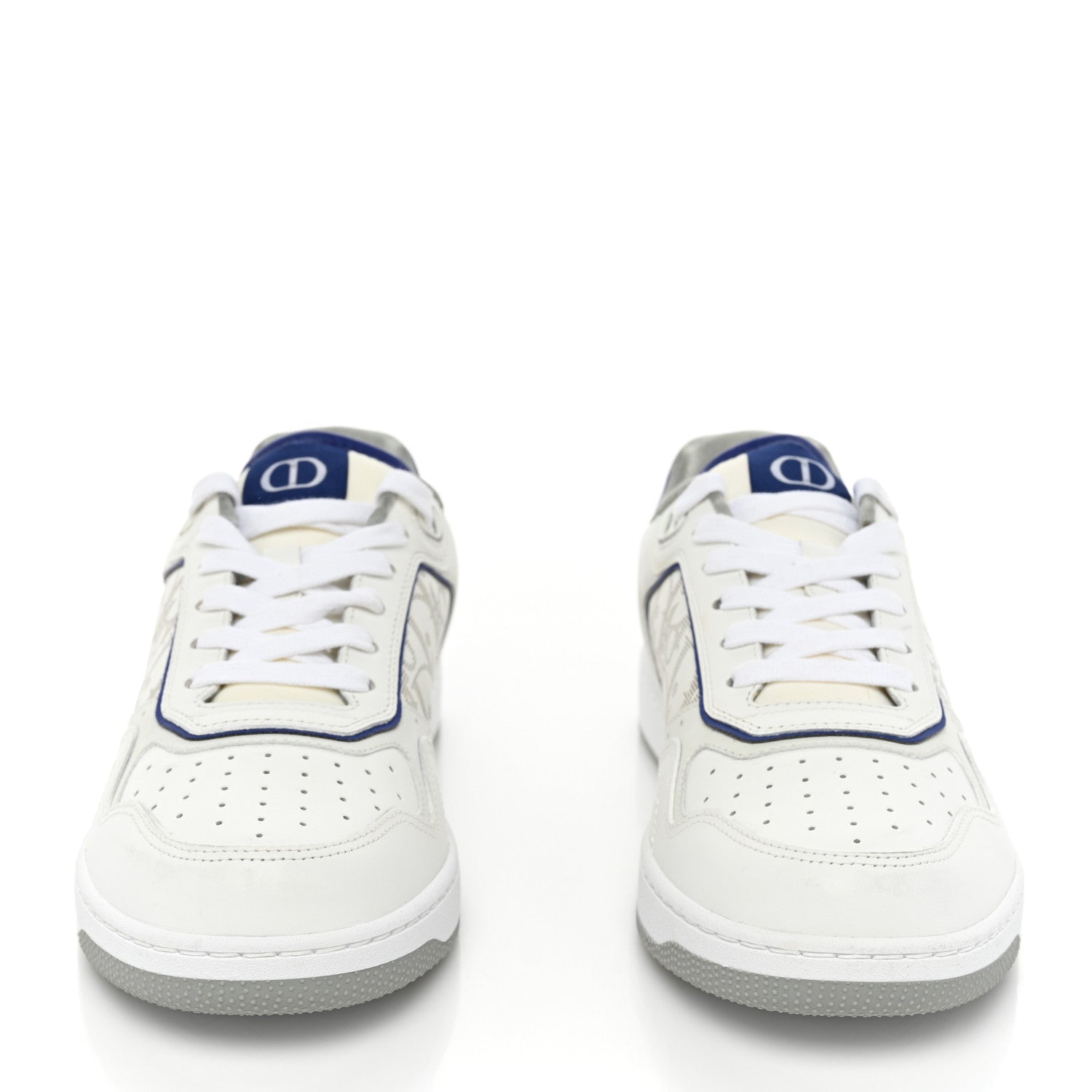 Christian Dior Smooth Calfskin Oblique Galaxy Perforated Mens B27 Low Top Sneakers 40 White Blue 2 of 11