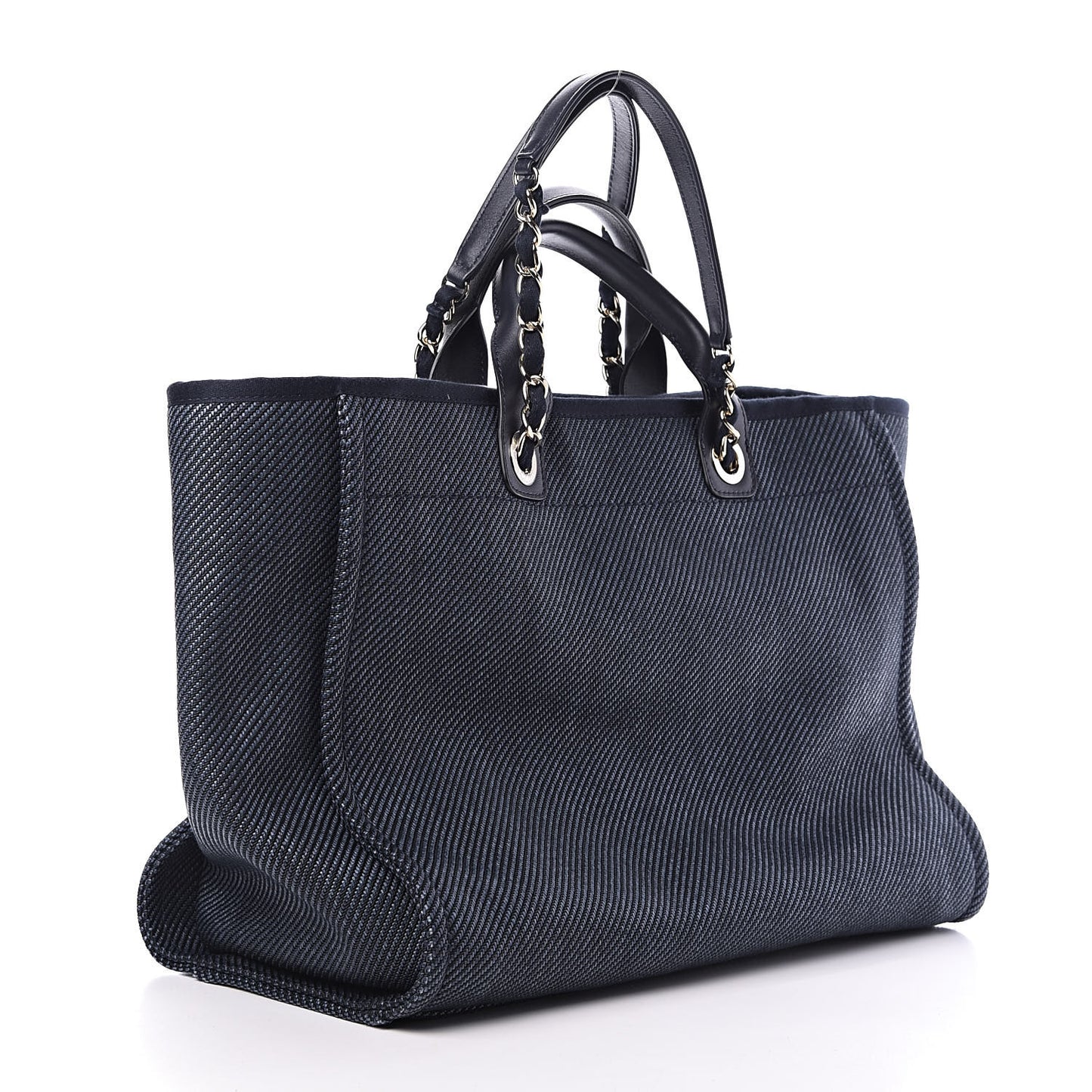 Mixed Fibers Calfskin Medium Deauville Tote Blue