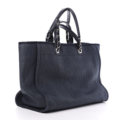 Chanel Mixed Fibers Calfskin Medium Deauville Tote Blue 3 of 11