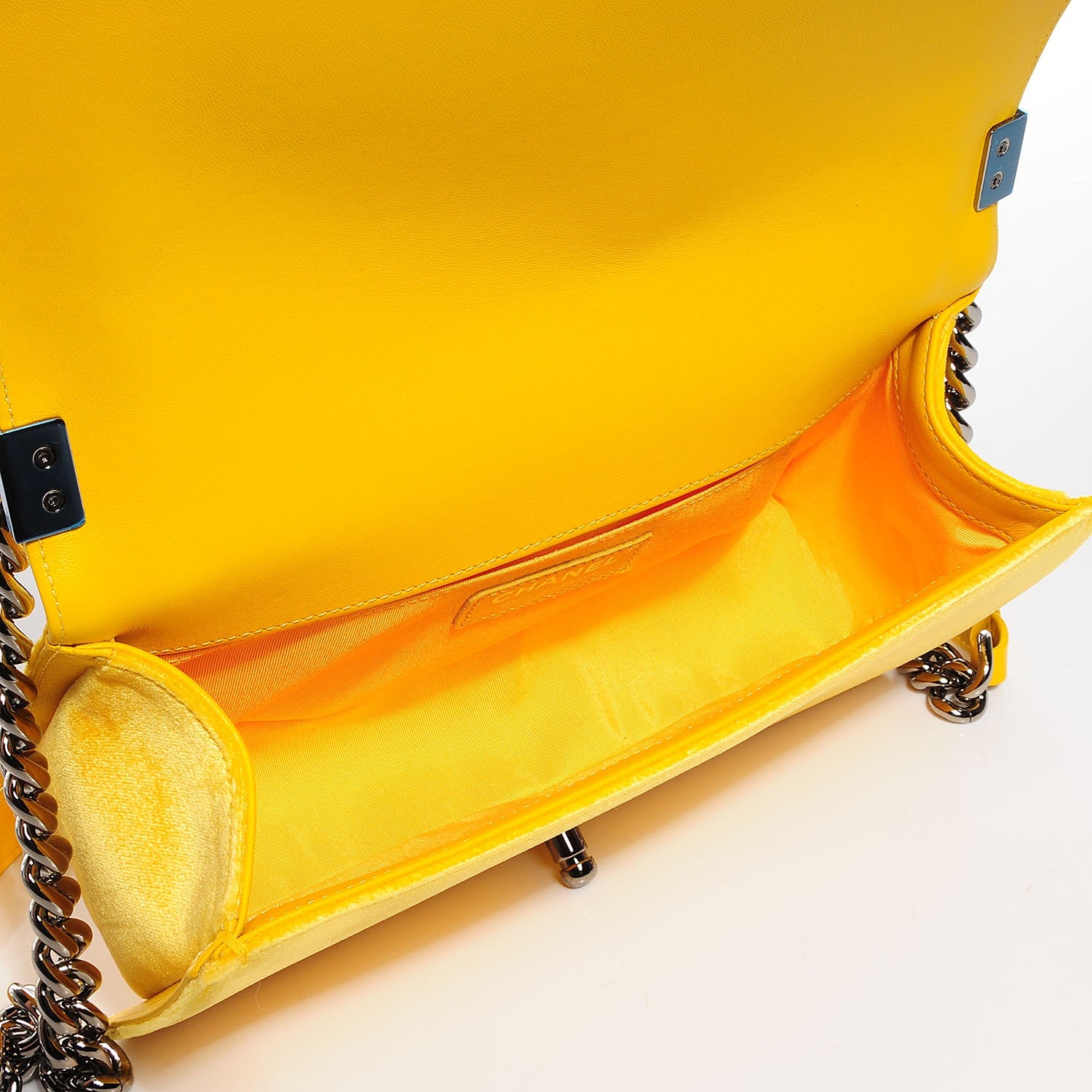 Chanel Velvet Quilted Medium Boy Flap Yellow 5 of 7