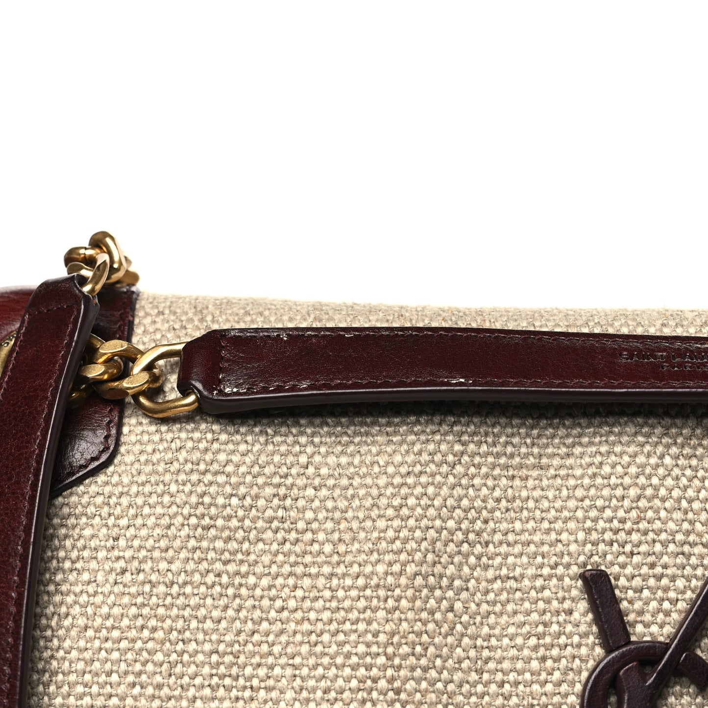 Cotton Canvas Vintage Calfskin Monogram Medium Niki Chain Satchel Natural Chocolate
