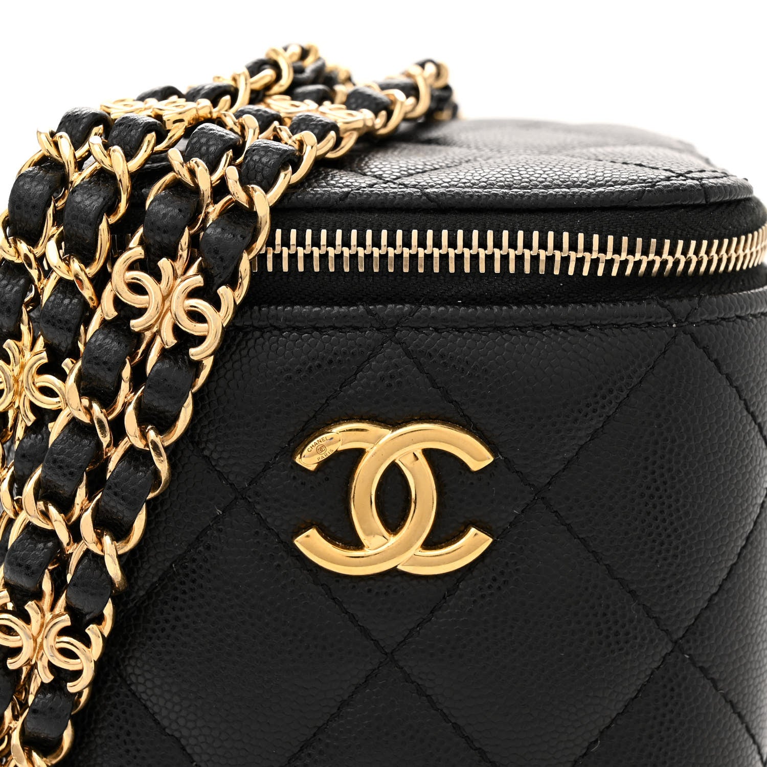 Chanel Caviar Quilted Small Vertical Vanity Case With Chain Black 8 of 11