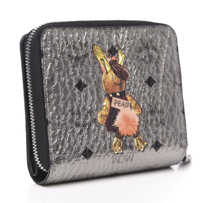MCM Metallic Visetos Rabbit Zip Around Wallet Silver 3 of 8