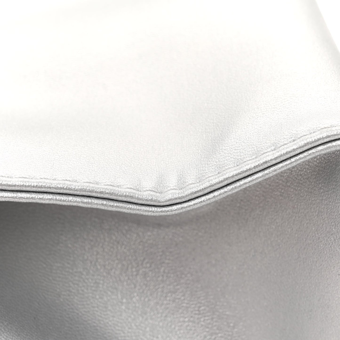 Metallic Vegan Leather Small Shopping Bag Silver