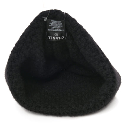 Chanel Cashmere Silk CC Beanie Hat Black 3 of 5