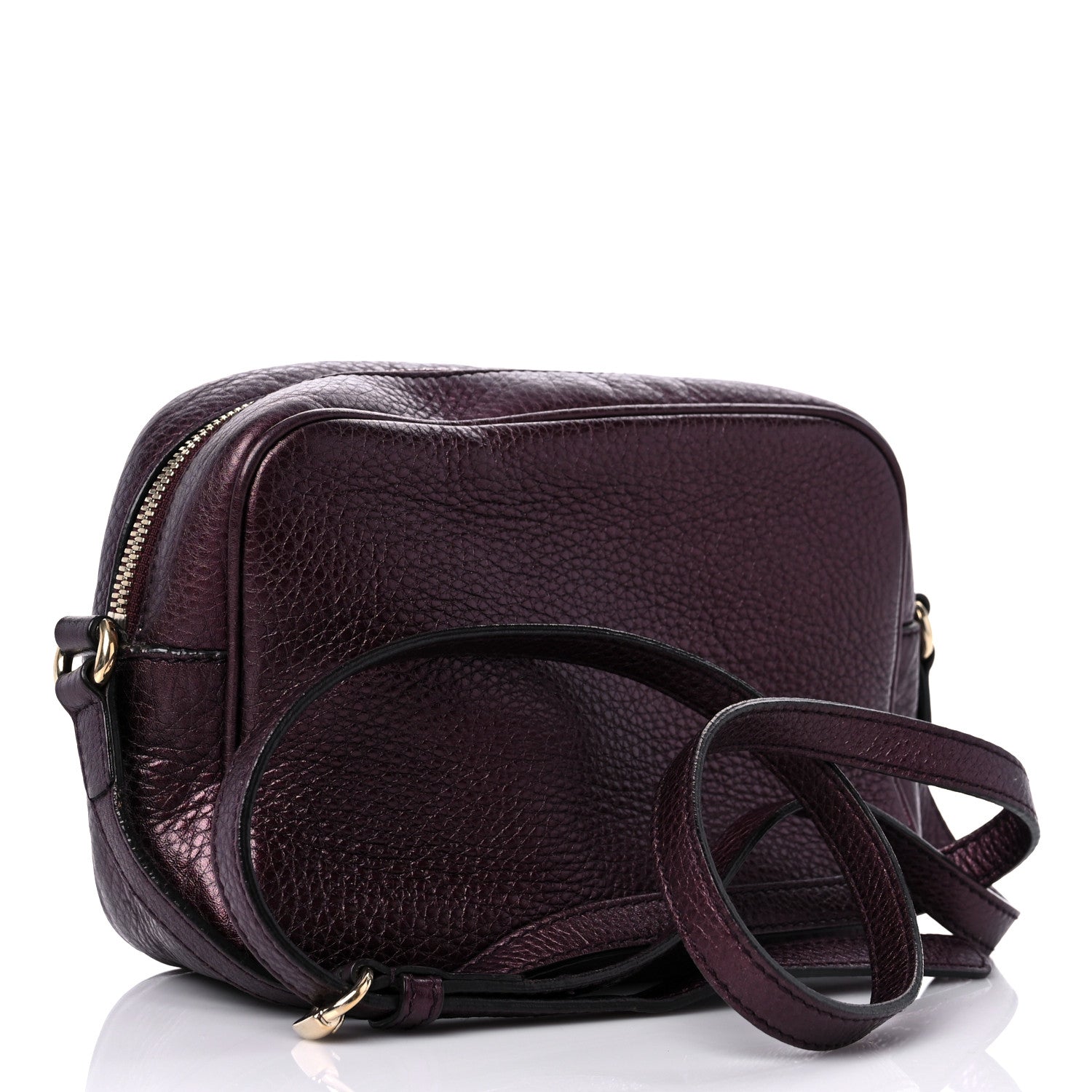 Gucci Metallic Pebbled Calfskin Small Soho Disco Bag Burgundy 2 of 17