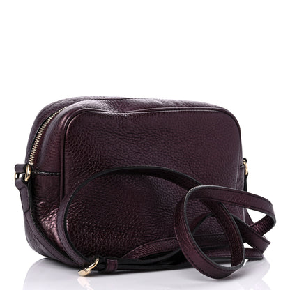 Gucci Metallic Pebbled Calfskin Small Soho Disco Bag Burgundy 2 of 17