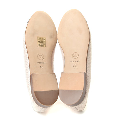 Chanel Lambskin Perforated Cap Toe Ballerina Flats 36 Beige Black 5 of 10