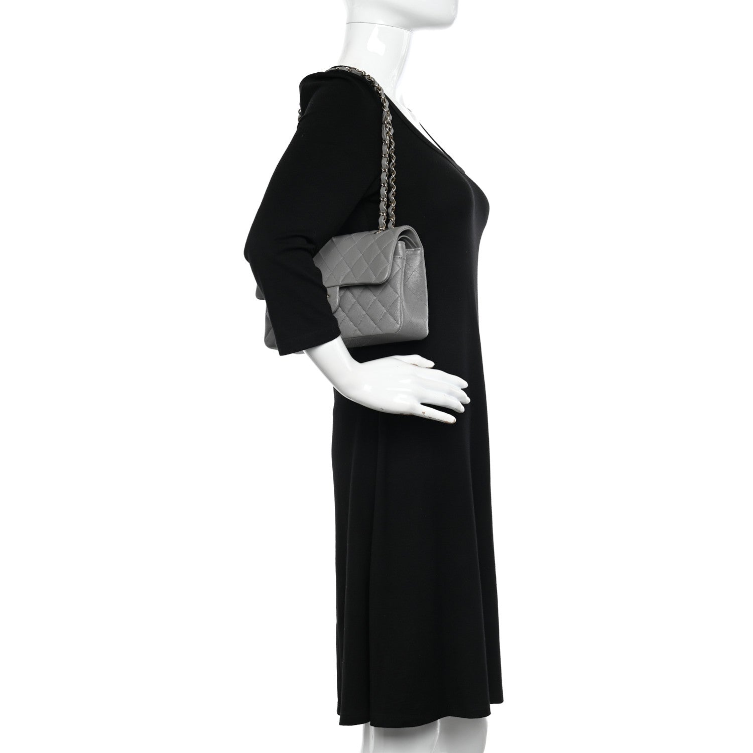 Chanel Caviar Quilted Small Double Flap Grey 2 of 11