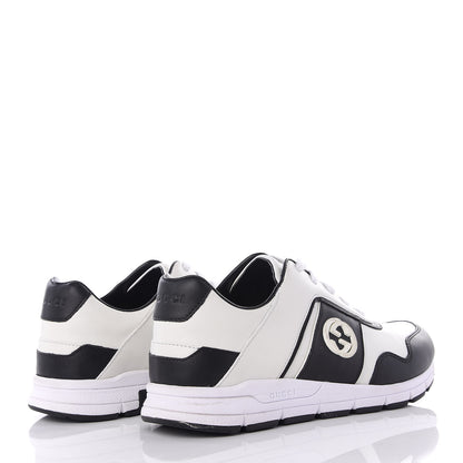 Gucci Calfskin Womens Interlocking G Sneakers 37.5 Black White 5 of 14