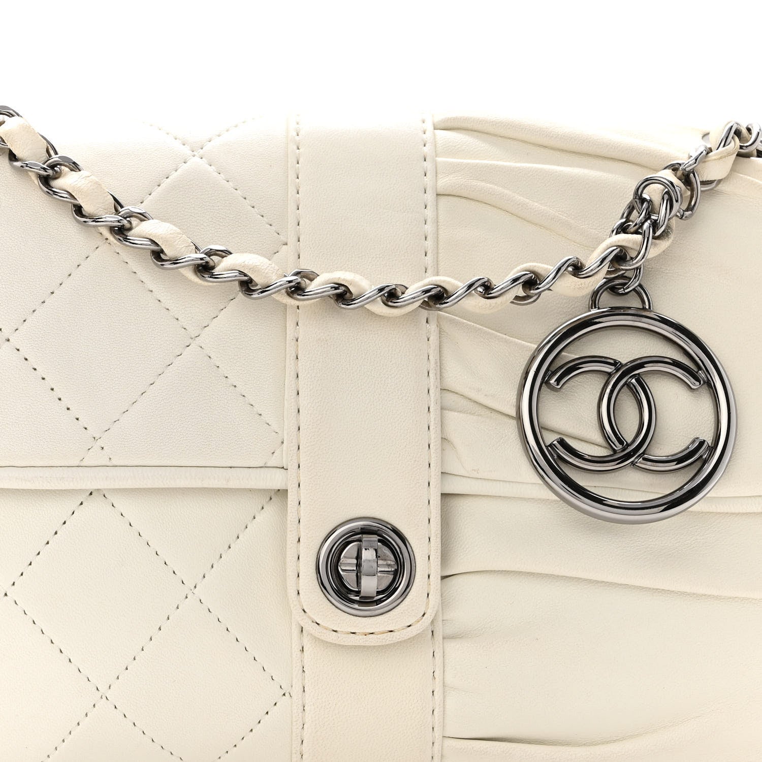 Chanel Lambskin Quilted Pile Ou Face Flap White 8 of 10