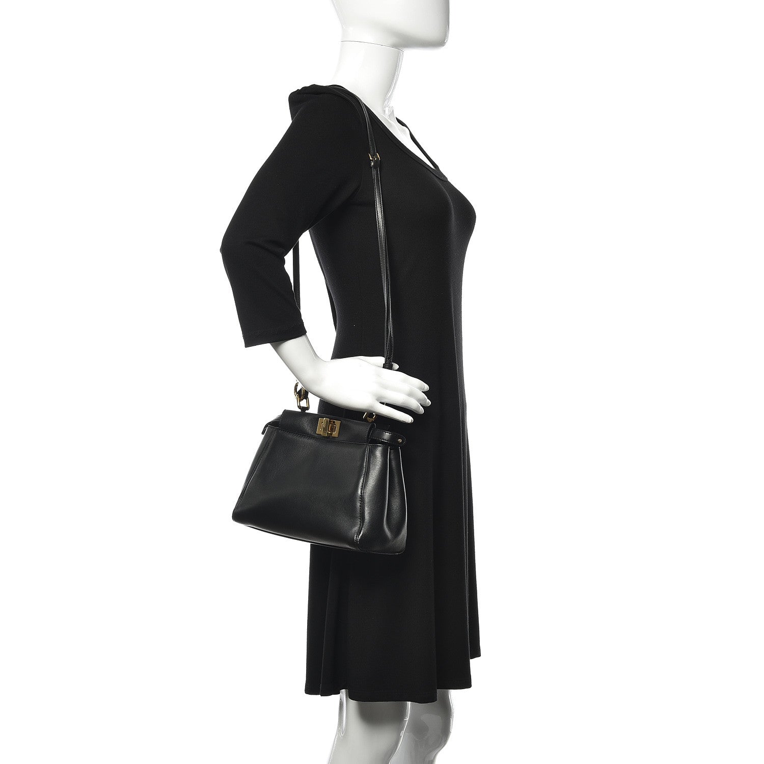Fendi Nappa Mini Peekaboo Iconic Satchel Black 2 of 10