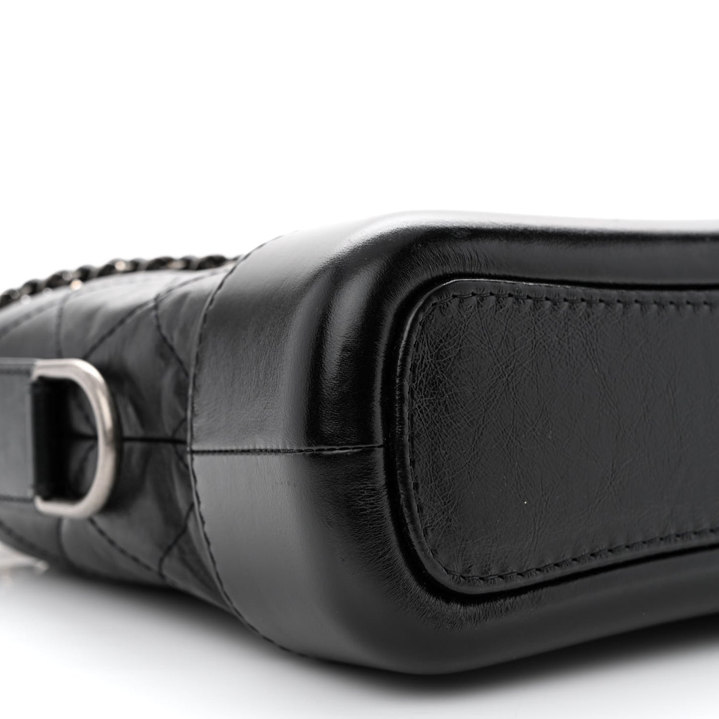 Aged Calfskin Quilted Small Gabrielle Hobo Black