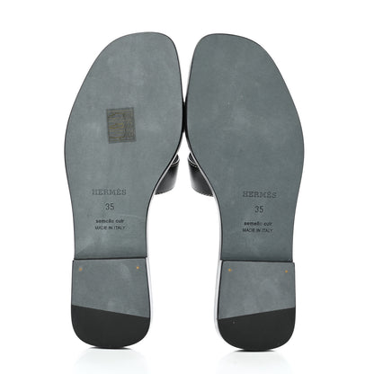 Hermes Box Calfskin Oran Sandals 35 Black 5 of 9