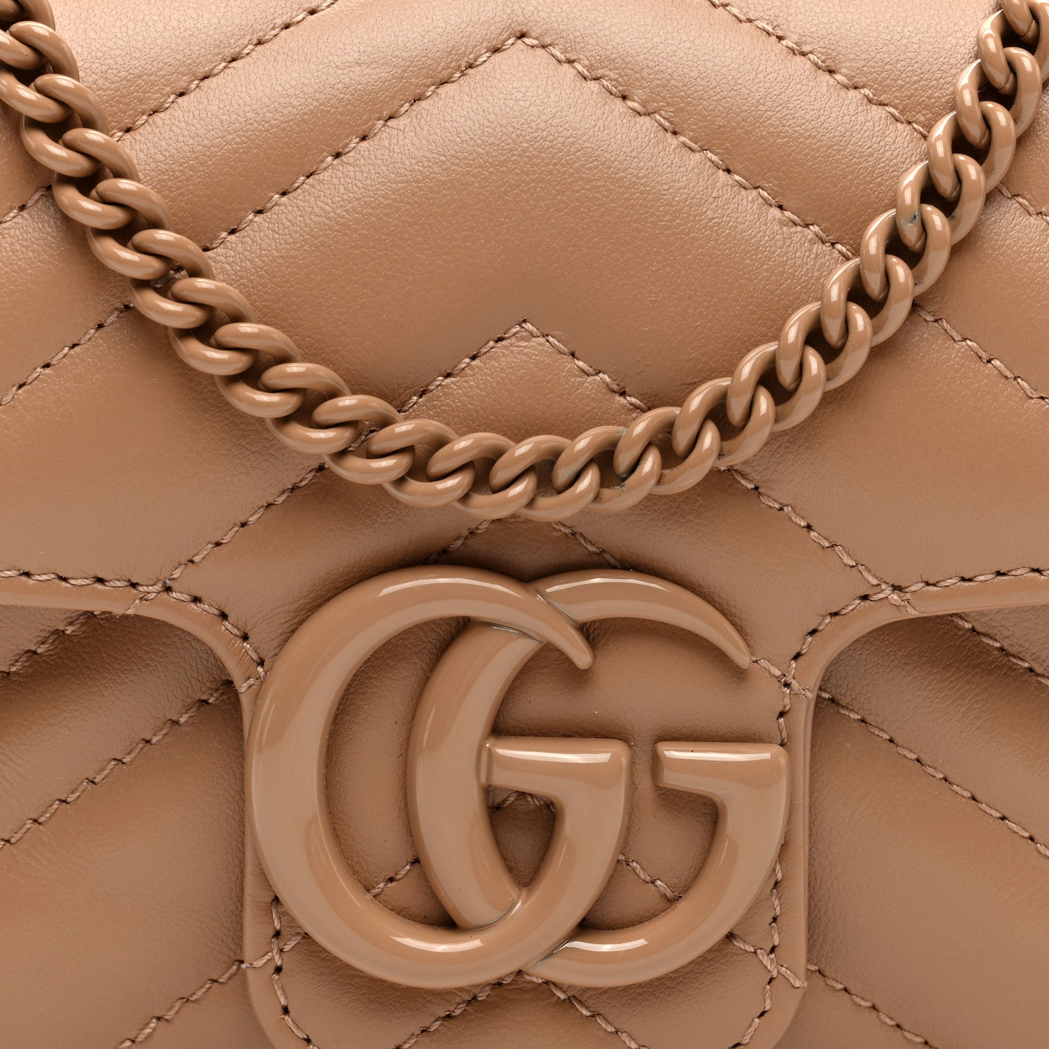 Gucci Calfskin Matelasse Monochrome Super Mini GG Marmont Shoulder Bag Camelia 7 of 9