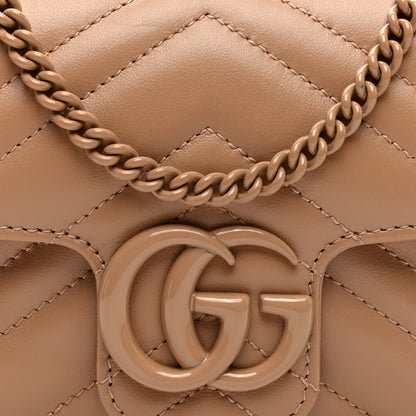 Gucci Calfskin Matelasse Monochrome Super Mini GG Marmont Shoulder Bag Camelia 7 of 9
