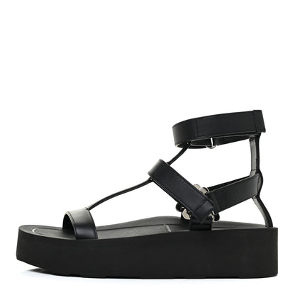 Hermes Calfskin Womens Enid Sandals 37 Black 1 of 7