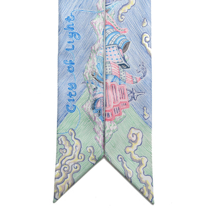 Hermes Silk City Of Light Twilly Bleu Glacier Bleu Jean Rose Vert Veronese 2 of 4