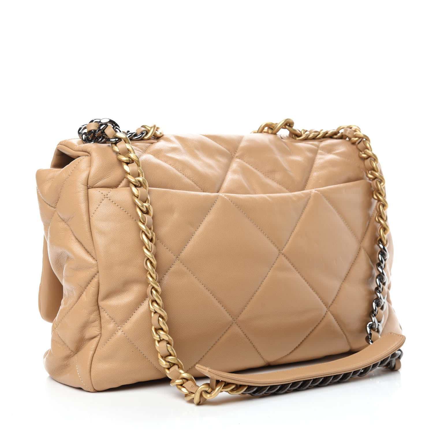Chanel Lambskin Quilted Maxi Chanel 19 Flap Beige 3 of 10