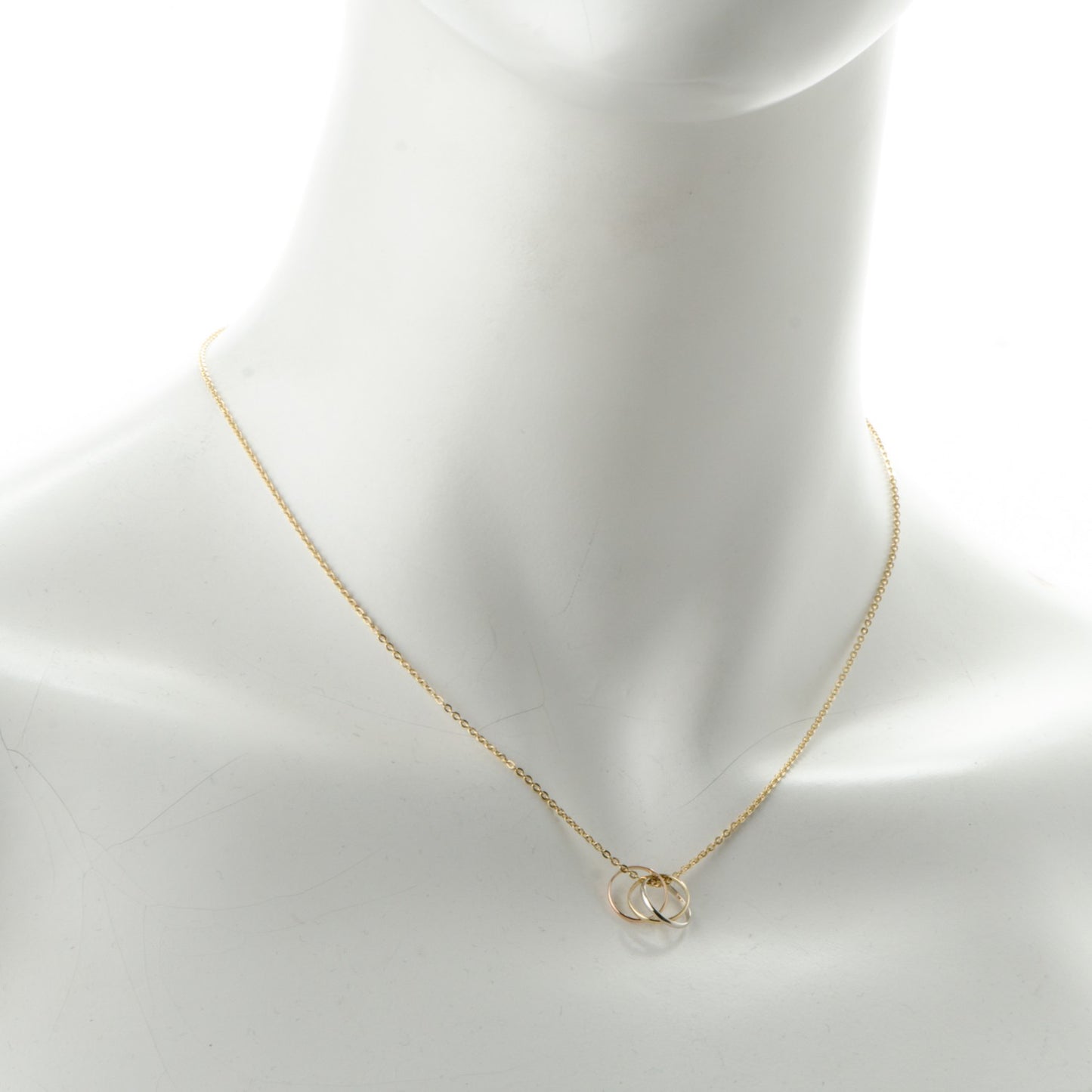 18K Pink Yellow White Gold Trinity Pendant Necklace