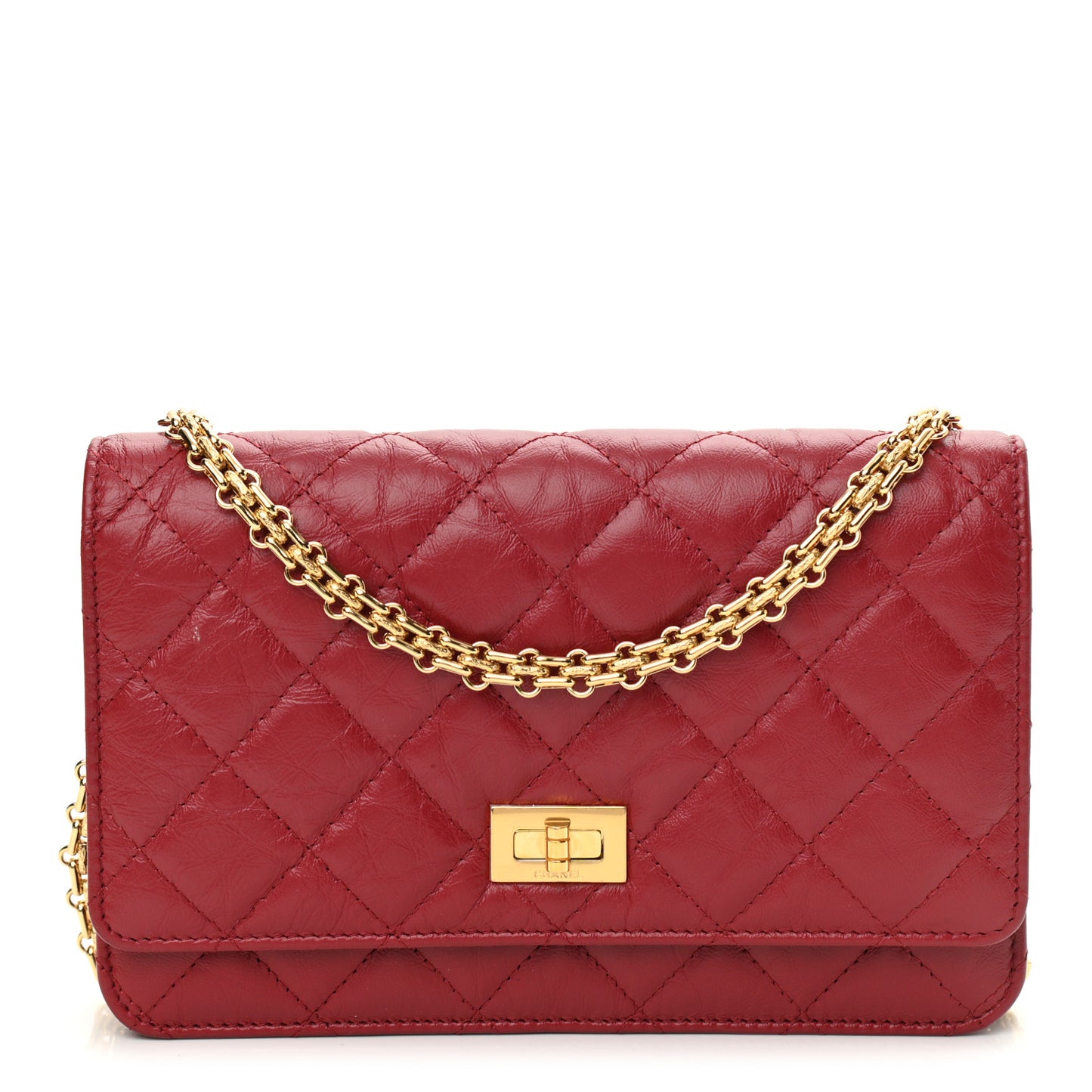 Aged Calfskin Quilted Reissue Wallet On Chain WOC Red