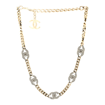 Chanel Crystal Chain CC Link Choker Gold Silver 3 of 6