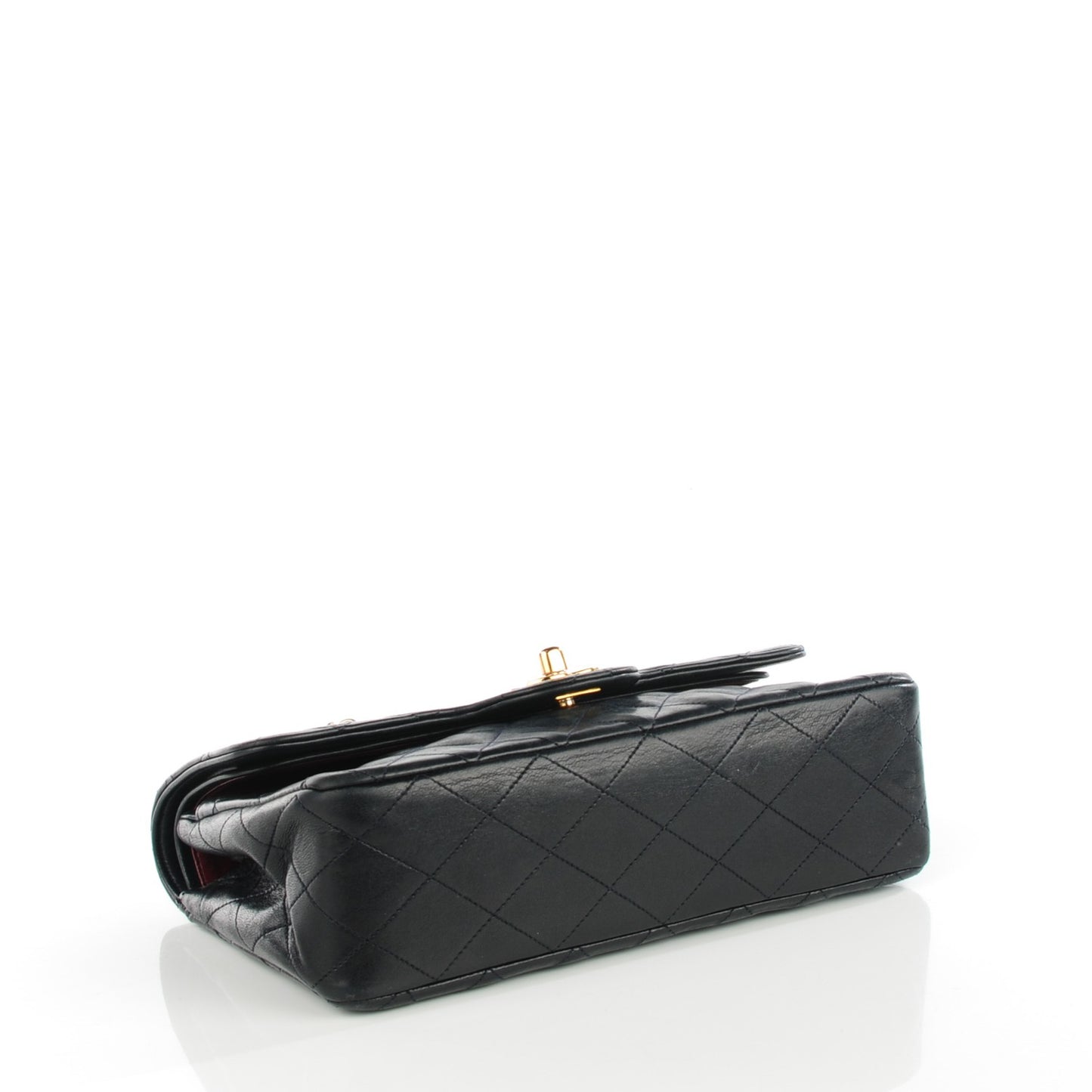 Lambskin Quilted Medium Double Flap Navy