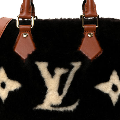 Louis Vuitton Shearling Monogram LV Ski Cozygram Speedy Bandouliere 25 Chocolate Cream 7 of 9