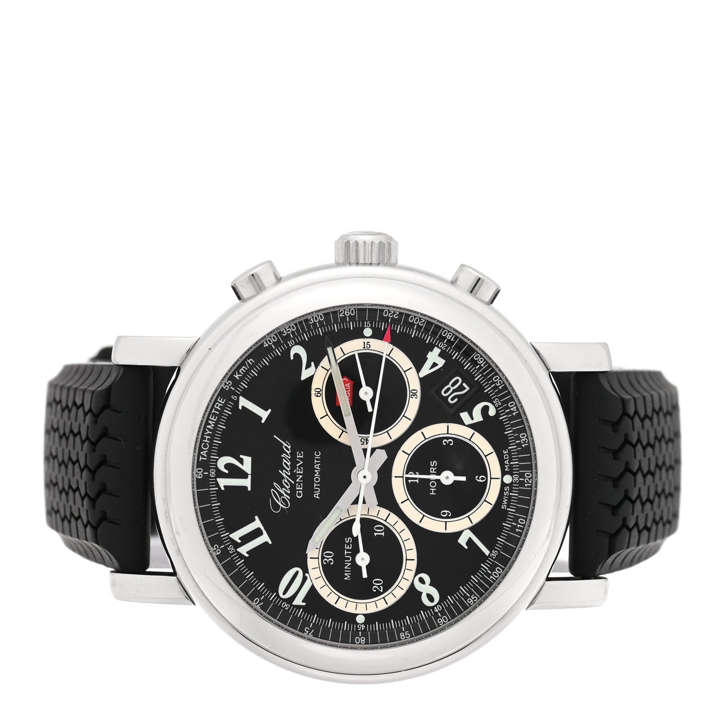 Stainless Steel Rubber 39mm Mille Miglia Chronograph Automatic Watch Black
