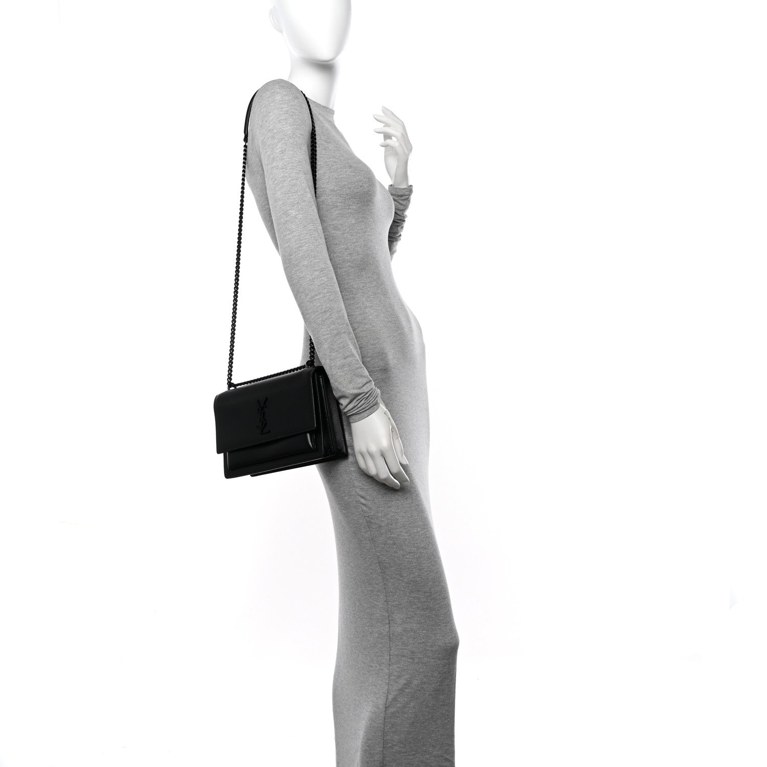 Saint Laurent Calfskin Medium Monogram Monochrome Sunset Black 2 of 10