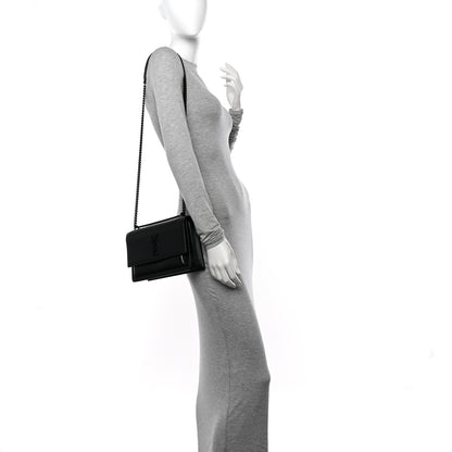 Saint Laurent Calfskin Medium Monogram Monochrome Sunset Black 2 of 10