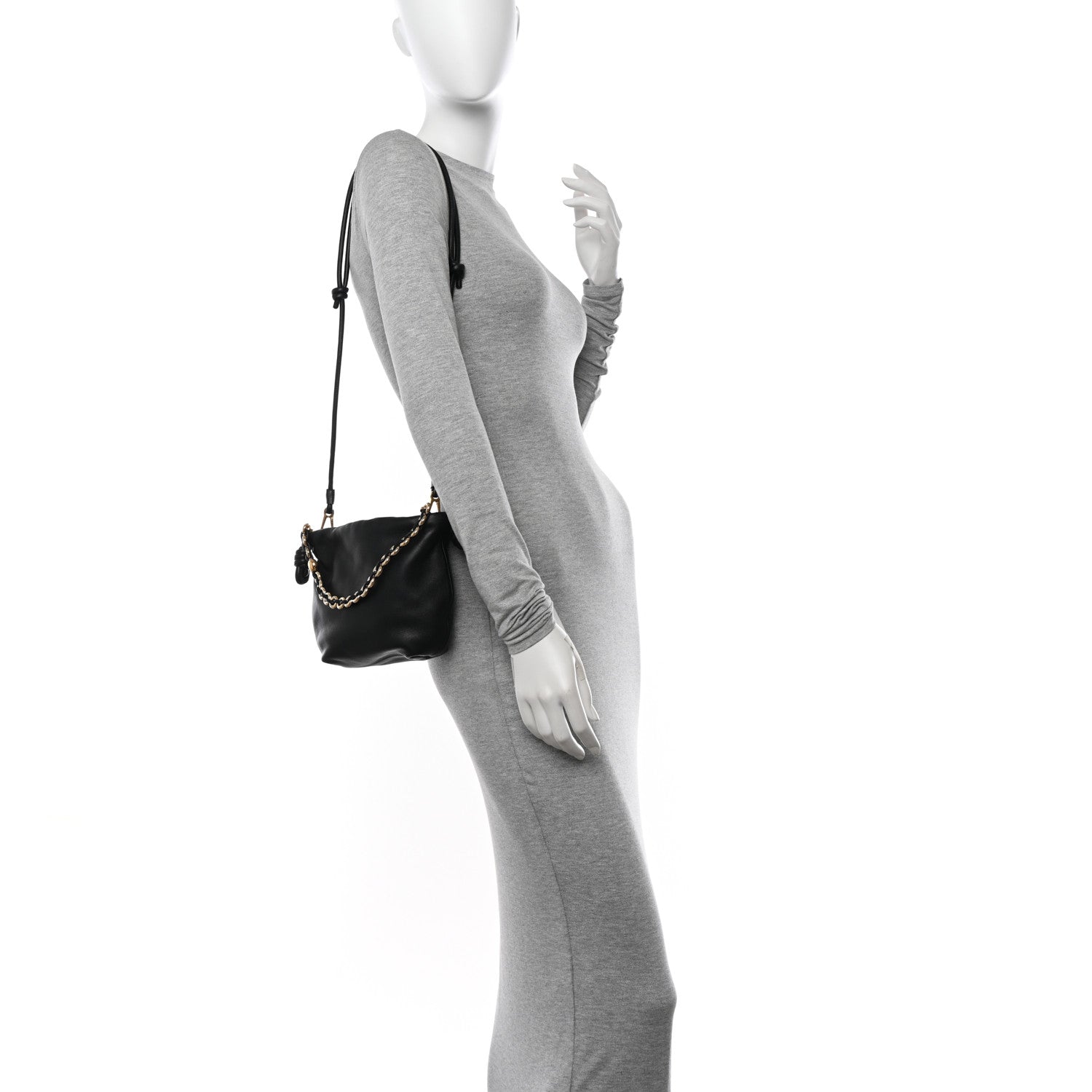 Loewe Nappa Calfskin Mini Flamenco Knot Clutch With Chain Black 2 of 11