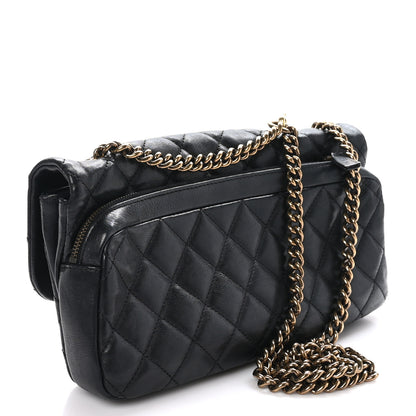 Chanel Calfskin Quilted Medium CC Crown Flap Black 3 of 12