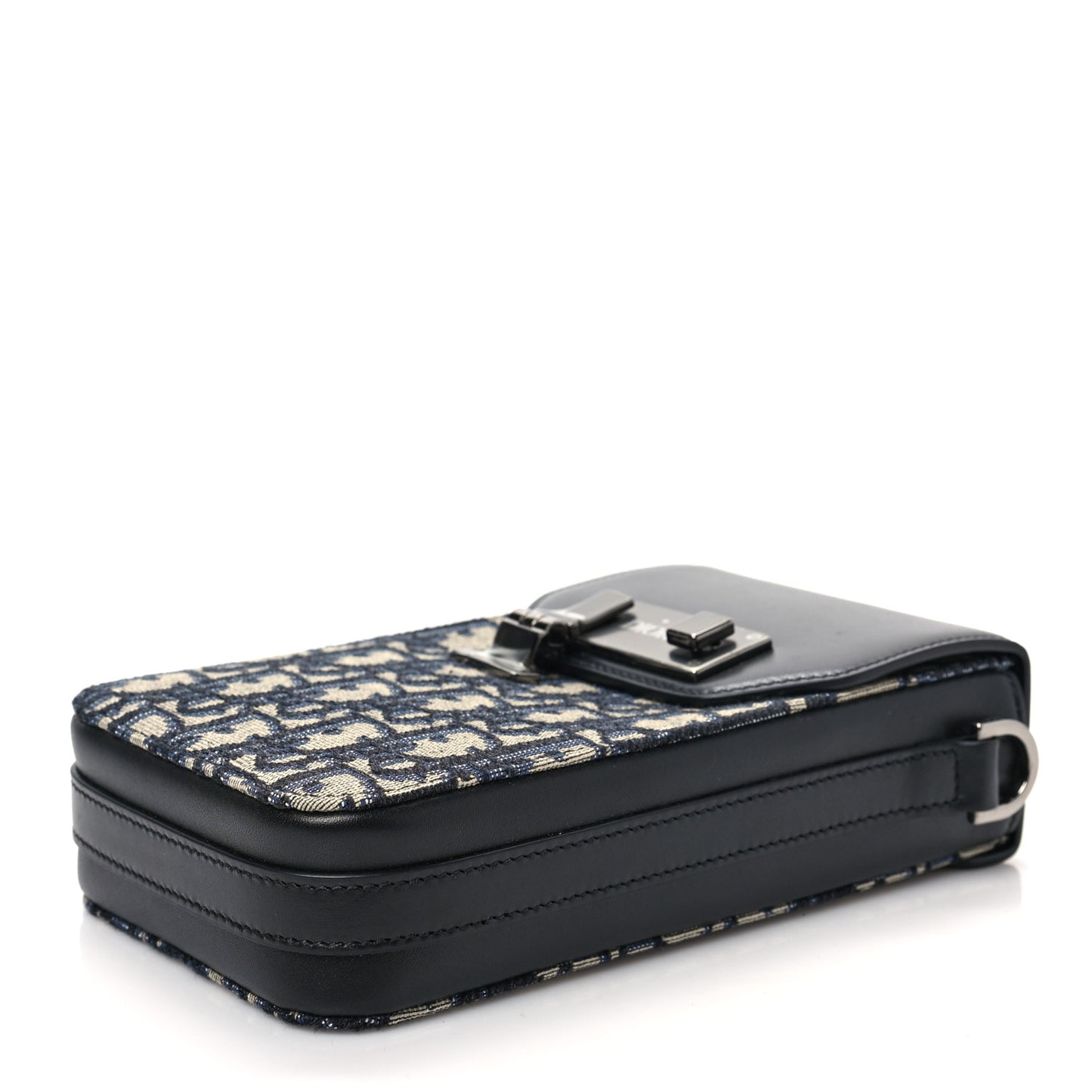 Oblique Calfskin Vertical Pouch Black