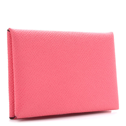 Hermes Epsom Calvi Card Case Rose Azalee 3 of 9
