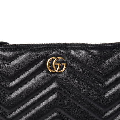 Gucci Calfskin Matelasse GG Marmont Flat Messenger Bag Black 10 of 11